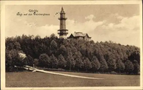 Ak Görlitz in der Lausitz, Blick auf das Weinberghaus