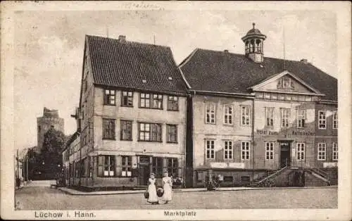 Ak Lüchow im Wendland, Lüchow i. Hann., Marktplatz, Hotel zum Rathskeller