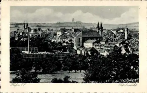 Ak Hof an der Saale Oberfranken Bayern, Theresienstein, Stadtansicht von Hof mit Fabrik, Kirch...