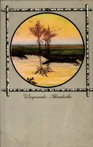 Ak Worpswede in Niedersachsen, Abenddömmung in Worpswede