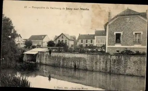 Ak Jouy sur Morin Seine et Marne, Perspective du Faubourg