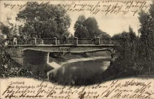 Ak Magdeburg an der Elbe, Stadtpark, neue Reyherbrücke