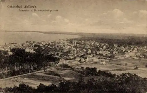 Ak Ostseebad Ahlbeck auf Usedom, Zirowberg, Blick vom Bismarckturm auf Ahlbeck, Heringsdorf un...