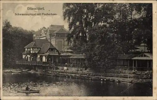 Ak Düsseldorf am Rhein, Große Ausstellung GeSoLei 1926, Düsseldorf. Schwanenspiegel mit Fische...