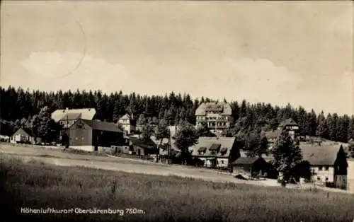 Ak Oberbärenburg Altenberg im Erzgebirge, Blick auf den Ort mit mehreren Häusern und einem Hotel.