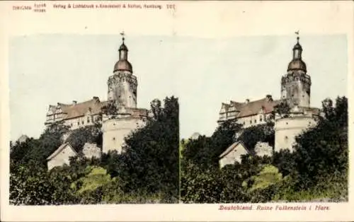 Stereo Ak Falkenstein im Harz, Schlossruine