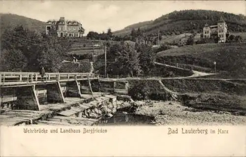 Ak Bad Lauterberg im Harz, Wehrbrücke und Landhaus Bergfrieden