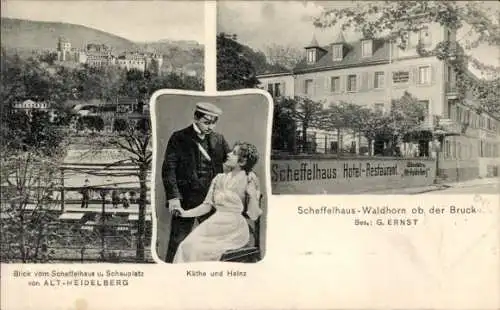 Ak Heidelberg am Neckar, Blick vom Scheffelhaus, Schauplatz von Alt- Käthe und Heinz