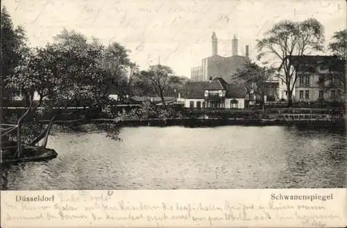 Ak Düsseldorf am Rhein, Schwanenspiegel