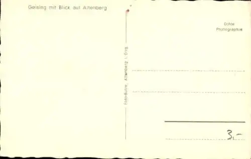 Ak Geising Altenberg im Erzgebirge, Blick auf Geising mit Kirche, Häusern und Feldern