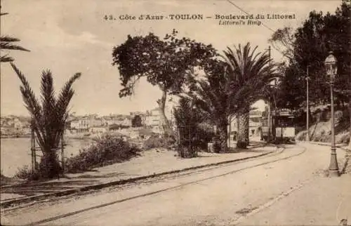 Ak Toulon Var, Boulevard du Littoral, Straßenbahn