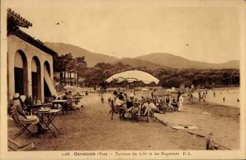 Ak Cavalaire sur Mer Var, Terrasse du Lido et les Baigneurs