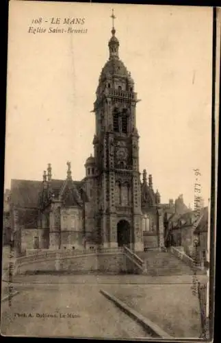 Ak Le Mans Sarthe, Eglise Saint Benoist