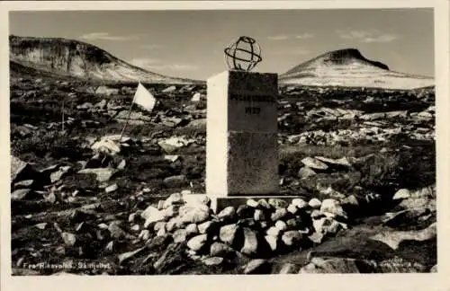 Ak Rana Norwegen, Polarcirkel 1937 Monument