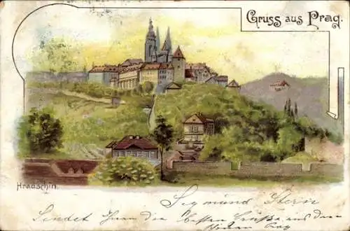 Litho Hradčany Hradschin Praha Prag Tschechien, Schloss