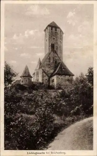 Ak Liberec Reichenberg Stadt, Hohenhabsburg, Liebiegwarte bei Reichenberg.