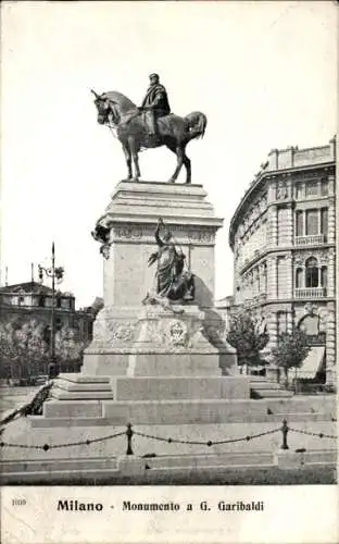 Ak Milano Mailand Lombardia, Monumento a G. Garibaldi