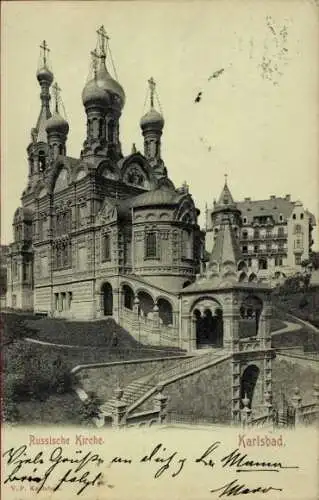 Ak Karlovy Vary Karlsbad Stadt, Russische Kirche