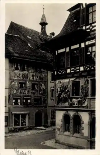 Ak Stein am Rhein Kanton Schaffhausen, Weißer Adler, Fachwerkhaus, Fassadenbilder