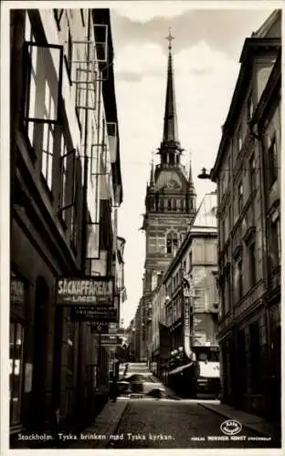 Ak Stockholm Schweden, Deutsche Kirche, Strassenansicht