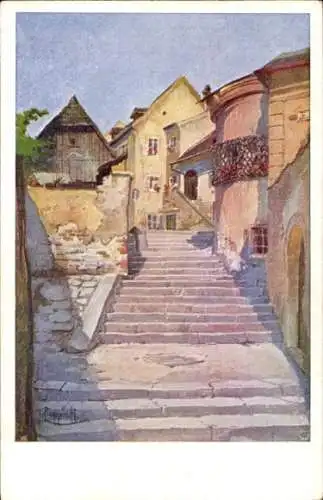 Künstler Ak Pozsony Pressburg Bratislava Slowakei, Die Schlosstiege nach Aquarell von J. Pinggera