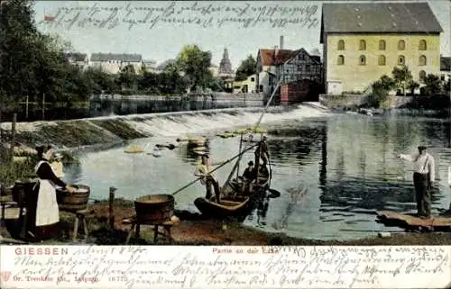 Ak Gießen an der Lahn Hessen, Partie an der Lahn, Wehr