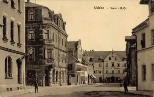 Ak Weiden in der Oberpfalz, Strassenansicht, Sedan-Straße, Hotel Anker, historisch...