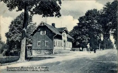 Ak Zwönitz im Erzgebirge Sachsen, Restaurant Mosshaide, Straßenpartie