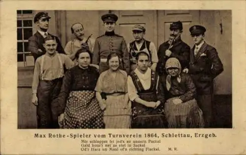 Ak Schlettau im Erzgebirge, Max Rothe Spieler vom Turnverein 1864, Gruppenbild