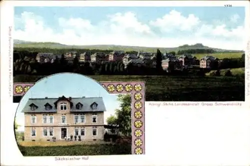Ak Großschweidnitz in Sachsen, Sächsischer Hof, Königl. Sächs. Landesanstalt