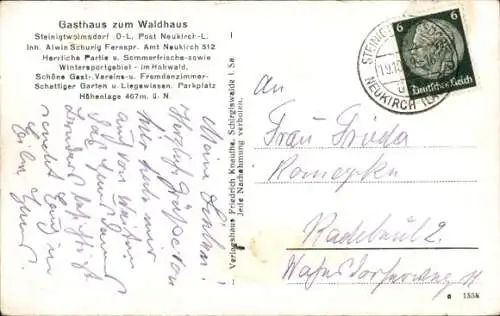 Ak Steinigtwolmsdorf in Sachsen, Gasthaus zum Waldhaus
