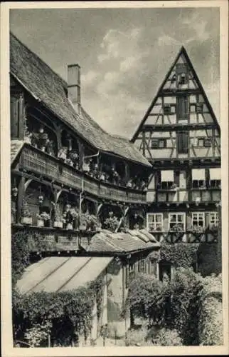 Ak Dinkelsbühl in Mittelfranken, Das 1000 jährige Dinkelsbühl, Hetzelhof, Fachwerkhaus, Balkone