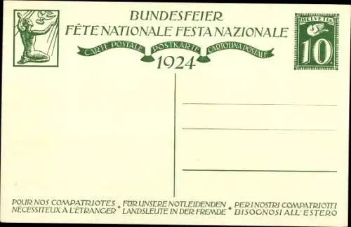 Ganzsachen Künstler Ak Schweiz, Mutter mit Kindern, Bundesfeier 1924