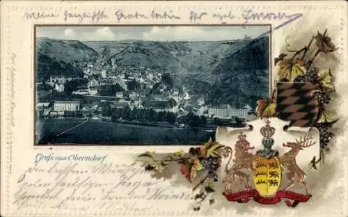 Präge Passepartout Ak Oberndorf am Neckar, Gesamtansicht, Wappen