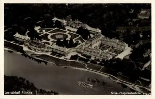 Ak Dresden Pillnitz, Meixmühle im Friedrichsgrund, Lustschloss, Fliegeraufnahme