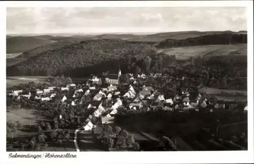 Ak Salmendingen Burladingen der Schwäbischen Alb, Straße, Höhen, Kirche, Bäume