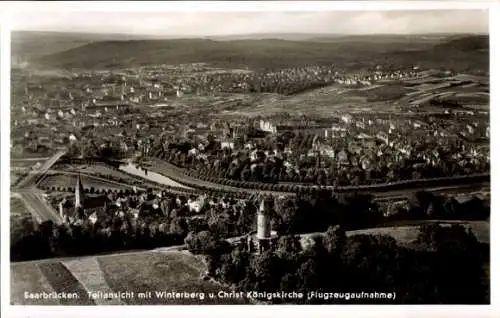 Ak Saarbrücken im Saarland, Fliegeraufnahme, Winterberg, Christ Königskirche