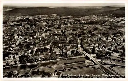 Ak Saarbrücken im Saarland, Fliegeraufnahme