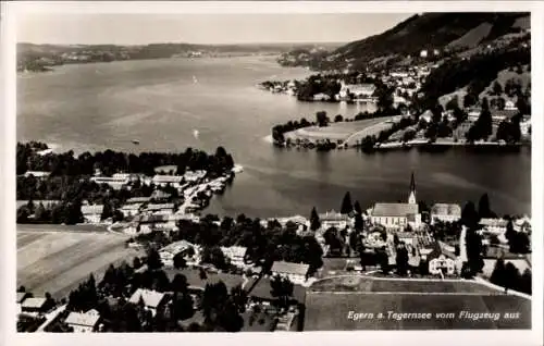 Ak Rottach Egern am Tegernsee Oberbayern, Fliegeraufnahme vom Ort