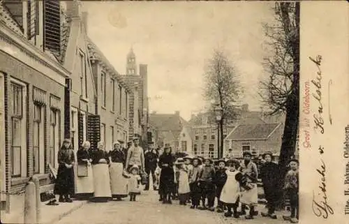 Ak Oldeboorn Friesland Niederlande, Menschen versammelt auf der Straße