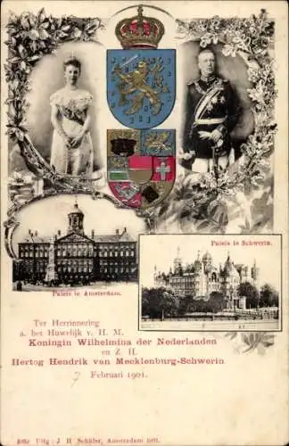 Ak Königin Wilhelmina von Nassau Oranien und Herzog Hendrik von Mecklenburg Schwerin