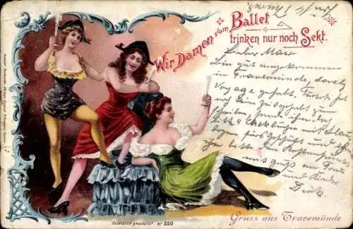 Litho Wir Damen vom Ballett trinken nur noch Sekt, Tänzerinnen