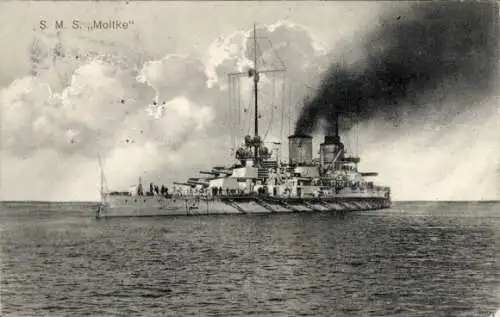 Ak Deutsches Kriegsschiff, SMS Moltke, Schlachtkreuzer, Kaiserliche Marine