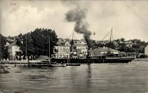 Ak Selce Kroatien, österreichischer Passagierdampfer im Hafen