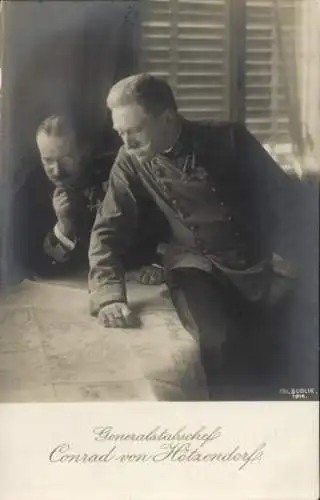 Ak Generalstabschef Conrad von Hötzendorf mit seinem Stabschef, Kuk Armee, 1. WK