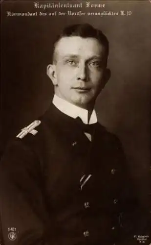 Ak Kapitänleutnant Odo Loewe, Kommandant des verunglückten Marineluftschiffs Zeppelin L19