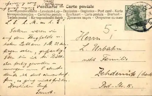 Ak Latham beim Fluge, Flugplatz, Zuschauer