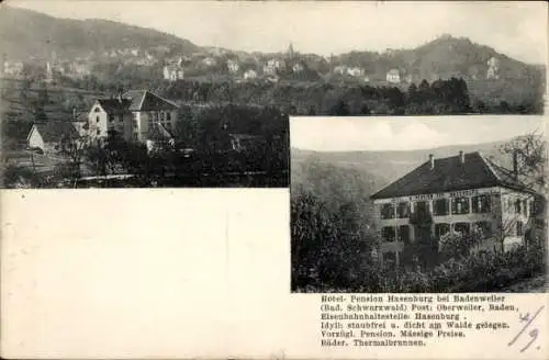 Ak Oberweiler Badenweiler im Schwarzwald, Panorama, Hotel-Pension Hasenburg