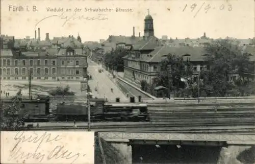 Ak Fürth in Mittelfranken Bayern, Viadukt an der Schwabacher Straße