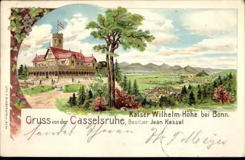 Litho Venusberg Bonn am Rhein, Casselsruhe, Kaiser Wilhelm Höhe